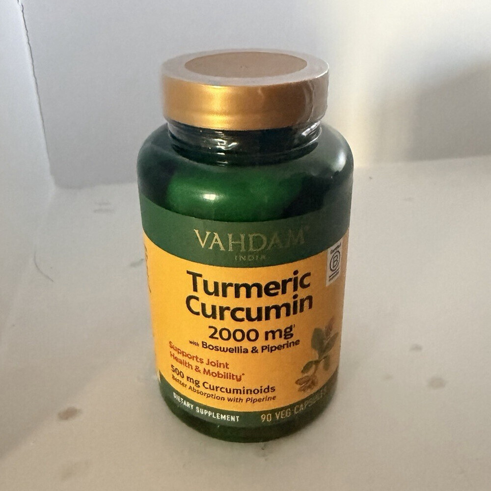 Vahdam Turmeric Curcumin Boswellia Piperine 2000mg Joint Health 90 Capsules